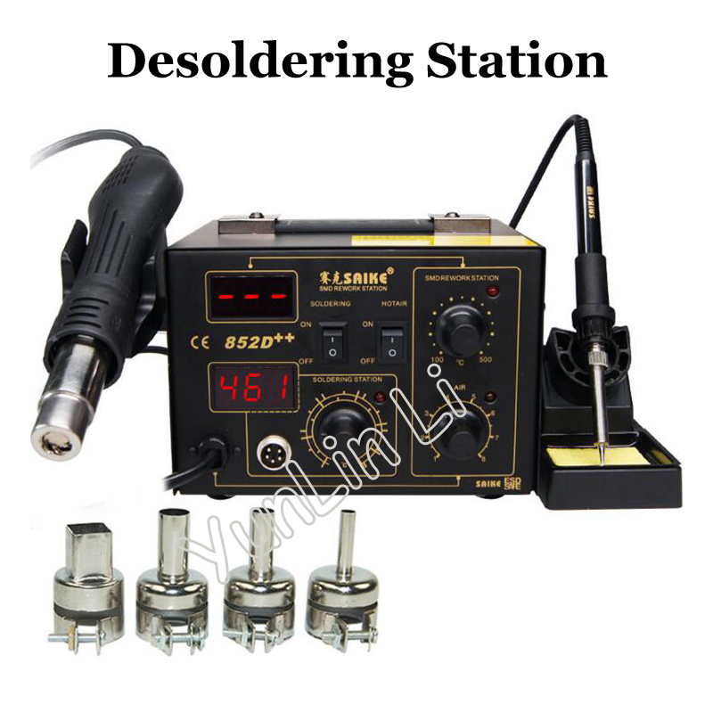 Smd Rework Station Hot Air Soldering 2 In 1 - Hochleistungs-Digitalanzeige 852D++ 2 in 1 SMD-Nacharbeitsstation