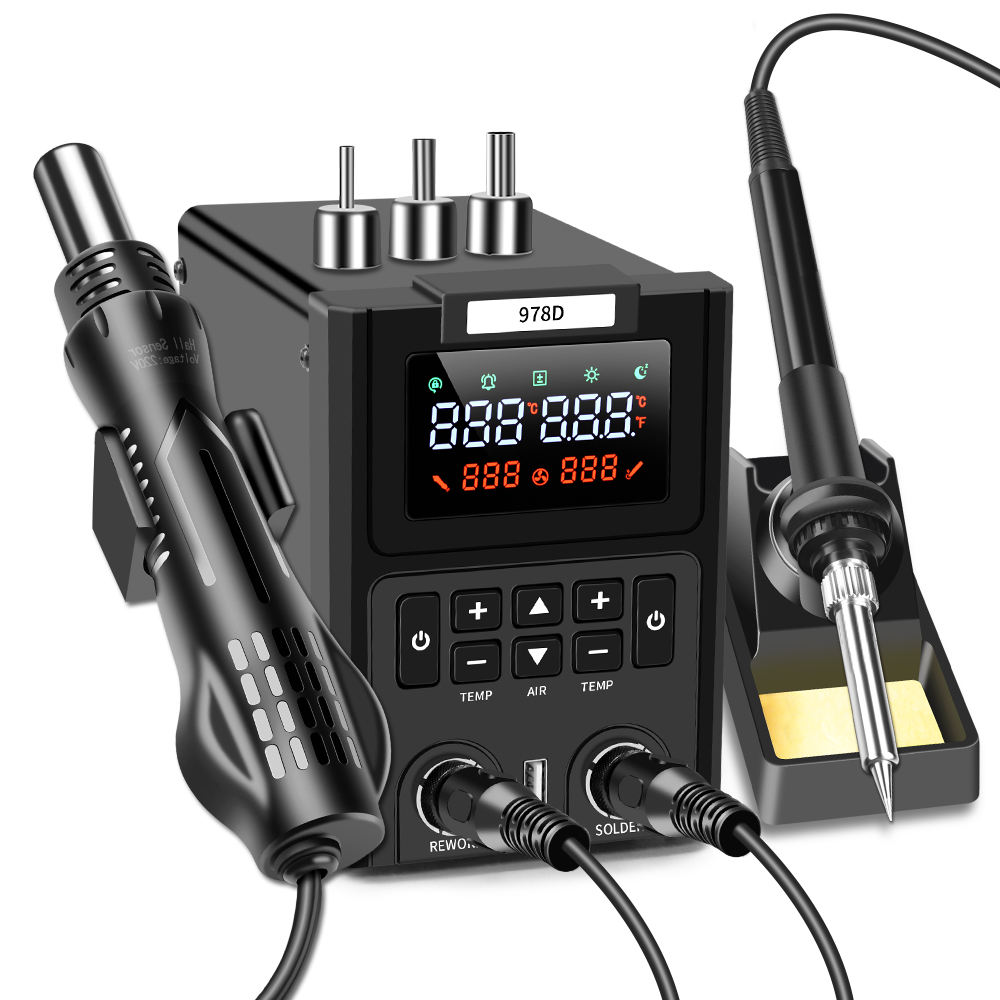 Smd Rework Station Hot Air Soldering 2 In 1 - Duale LED-Digitalanzeige Heißluftpistole und Lötkolben 2-in-1