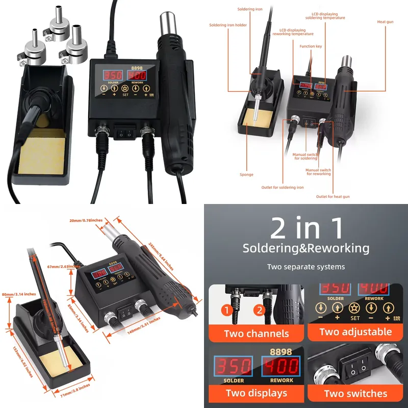 60W LED Digital-Display Heißlu – Smd Rework Station Hot Air Soldering 2 In 1 Bewertung und Preis