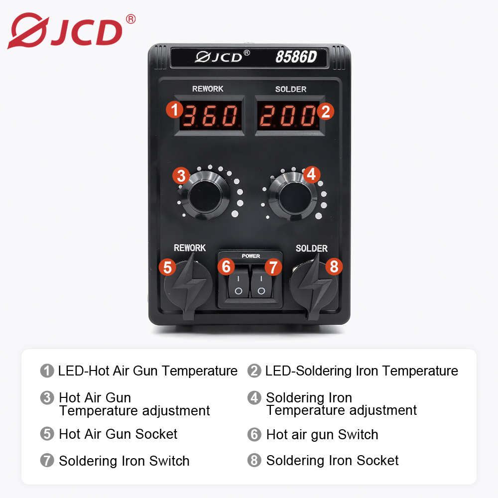 JCD 8586D 2-in-1 Lötstation He – Smd Rework Station Hot Air Soldering 2 In 1 Bewertung und Preis