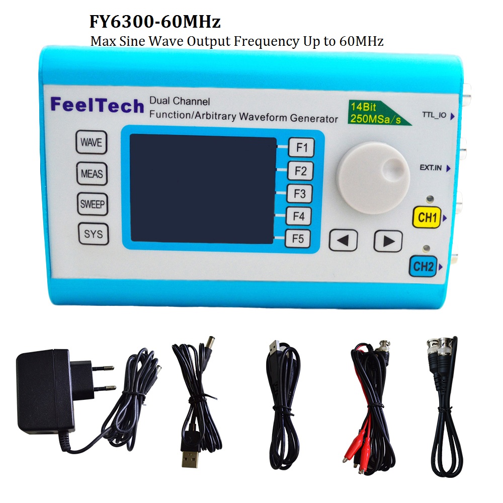 FY6300 Funktion Arbiträrer Wel – Dual Channel Arbitrary Waveform Function Generator 60Mhz Bewertung und Preis